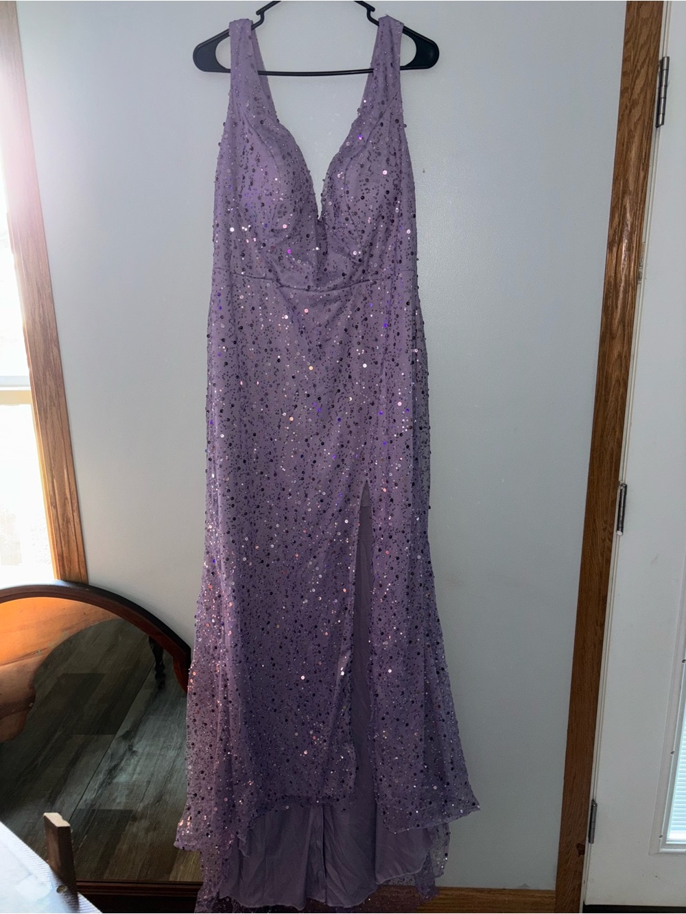 Lavender Sequin Evening Gown